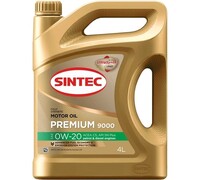 Синтетическое моторное масло Sintec premium 9000 sae 0w-20 api sn plus acea c5, 4 л