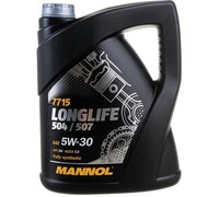 Синтетическое моторное масло MANNOL LONGLIFE 504/507 5W-30 5 л